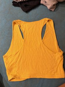 Yellow V-Neck Racerback Crop Top