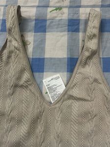 Cream Cable Knit Cropped Tank Top