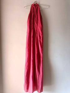 Elegant Pink Halter Neck Gown