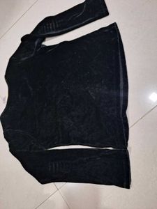 Chic Black Velvet Top with white pant