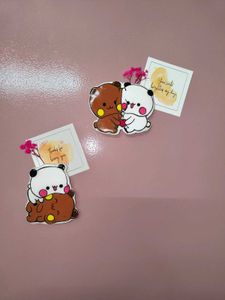 2× Cute Large Dudu Bubu 🤍🤎 Magnets