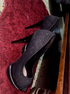 Sparkly Black Platform Heels