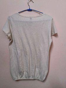 Casual Women's Cream Embroidered Henley Top Loose