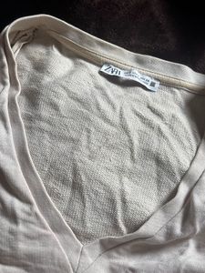 Zara Beige V-Neck Crop Top