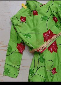 bust 40 Green Floral anarkali and dupatta Set