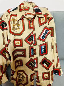 Unique Vintage Print Button-Up Shirt
