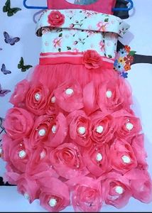 Girls Pink Rose Party Dress