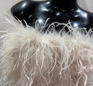 Feather Trim Tube Top