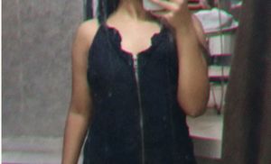 Black Crinkle Mini Dress with Zipper
