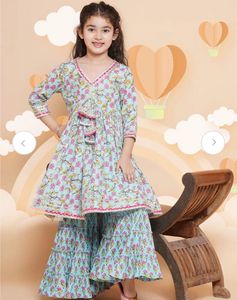 Floral Printed Gotta Patti Kurta with Sharara