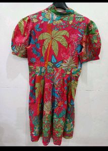 Vibrant Tropical Print Midi Dress