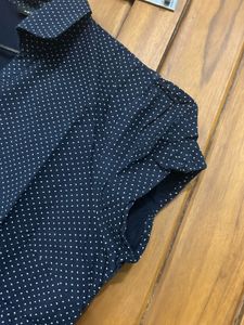 Stylish Navy Polka Dot Top