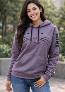 Cute Cat Face Purple Hoodie