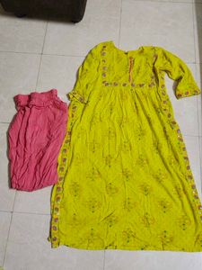 Bright Yellow green Kurta Set