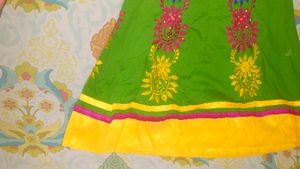 Embroidered Green &amp; Yellow Skirt