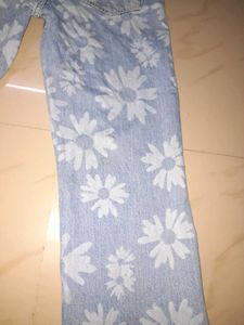 ONLY Floral Print Wide Leg Jeans for Women