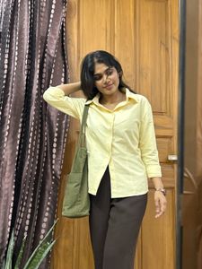 Light Yellow Classic Button-Up Shirt