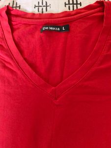 Plain red V neck T shirt