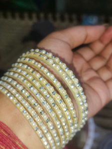 Sparkling Pearl &amp; Crystal Bangles Set
