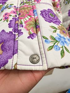 Floral Puffer Jacket with Fur Hood