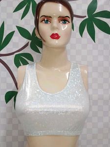 (1100)Silver Sparkle Crop Top