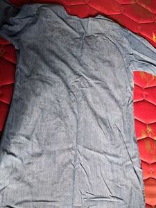 Embroidered Denim Kurta