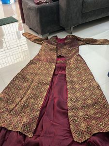 Elegant Burgundy Silk Skirt