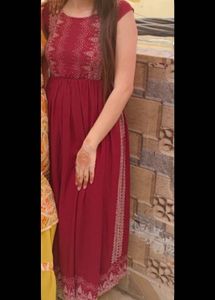 Maroon Ethnic kurti with dupatta