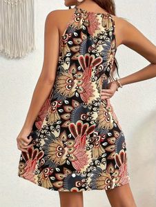 Boho Print Halter Neck Mini Dress