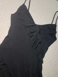 Black Ruffled Midi Dress