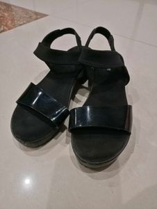 Black Platform Heeled Sandals