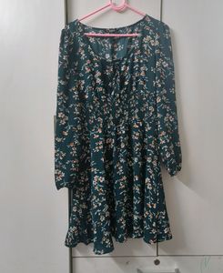 Green Printed Short Dress