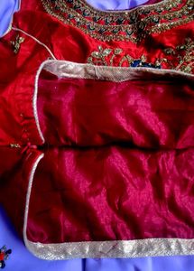Designer Red Embroidered Blouse