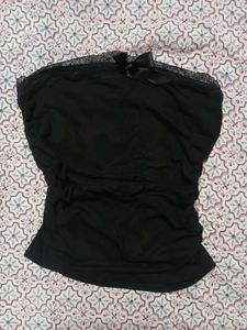Black Savana Tube Top with Lace Trim