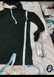Stylish Black Hooded top autumn