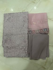 Elegant Unstitched Embroidered Kurta Set