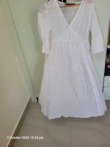 Elegant White Cotton Gown