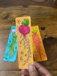 Handmade Vegetable Art Bookmarks (Set of 3)