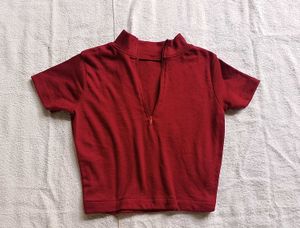 Maroon Zip-Up Cropped Top ❤️
