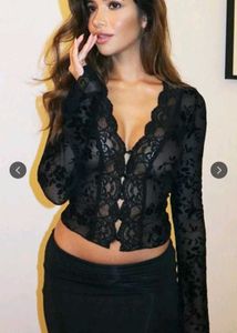 Elegant Black Lace Long Sleeve Top