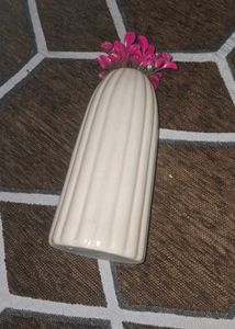 Elegant Ceramic Vase with Floral Accent