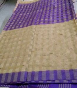 Vibrant Purple Checked Saree