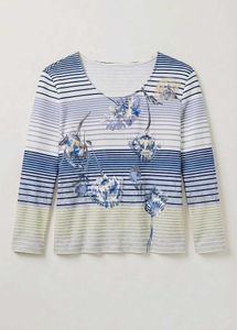 Striped Floral Long Sleeve Top