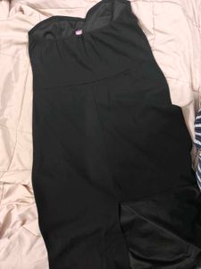 Chic Black Strapless Dress with Fur Trim