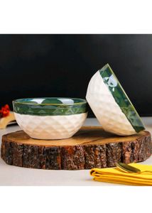 Chic Green &amp; White Bowl Set