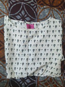 Stylish White Kurta with Black Print