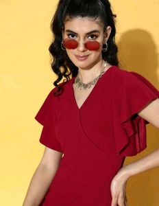 Maroon Ruffle Dress