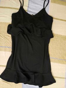 Chic Black Ruffled Mini Dress