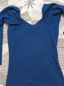 Blue Long Sleeve Wrap Top