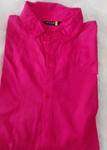 Vibrant Pink Oversized Button-Up Shirt